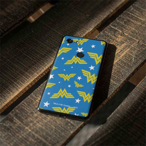 DC Comics Wonder Woman Logo Pattern Google Pixel 3 XL Skin